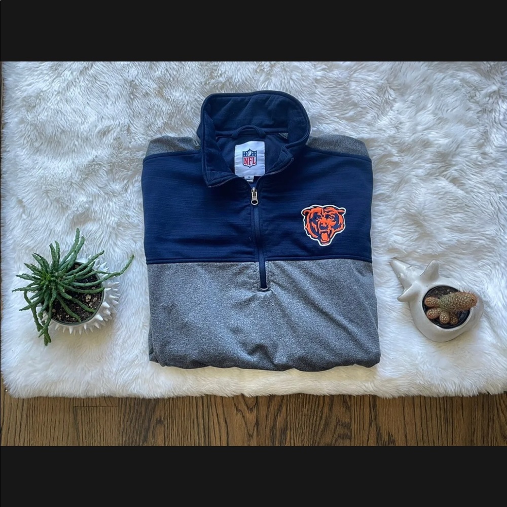 G-III Sports NFL Chicago Bears Quarter Zip Pullover Navy Gray Men’s MEDIUM EUC